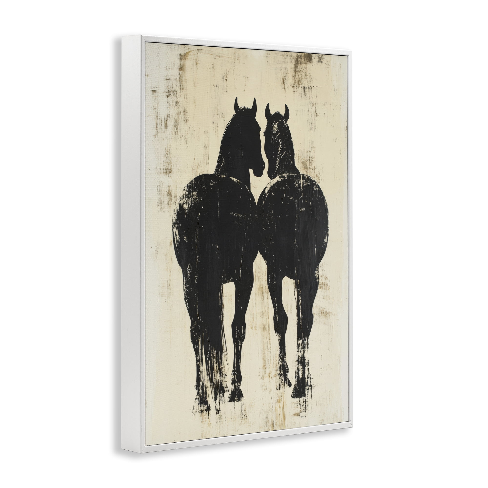 Stupell Industries Twin Horses Facing Away White Framed Giclee Art, design by Petal Prints Design