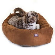 Angle View: Majestic Pet Suede Bagel Dog Bed Machine Washable Rust Extra Large 52" x 35" x 11"
