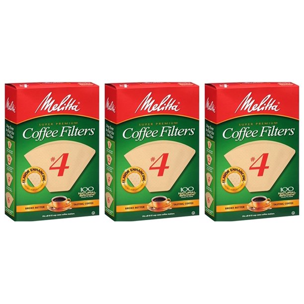 Melitta Cone Coffee Filters Natural Brown 4, 300 count, (3 Pack) 3
