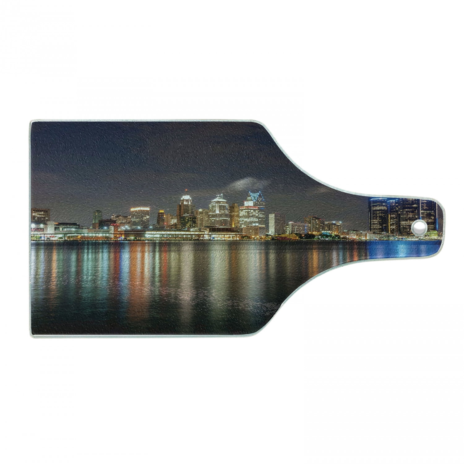 Detroit Night Cityscape Tempered Glass Cutting Board