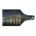 thumbnail image 1 of Detroit Cutting Board, Modern Metropolis Cityscape at Night Time River Colorful Reflection USA, Decorative Tempered Glass Cutting and Serving Board, Wine Bottle Shape, Multicolor, by Ambesonne, 1 of 1