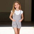 thumbnail image 3 of Gray Boy Girl Girls Cute Overall Straight Leg Plain Overalls Shortalls Shorts One Piece for Girls Faux Linen Lounge Summer Fall Bib Pants Shortalls 2026 Clothes Trendy 9 Years, 3 of 8