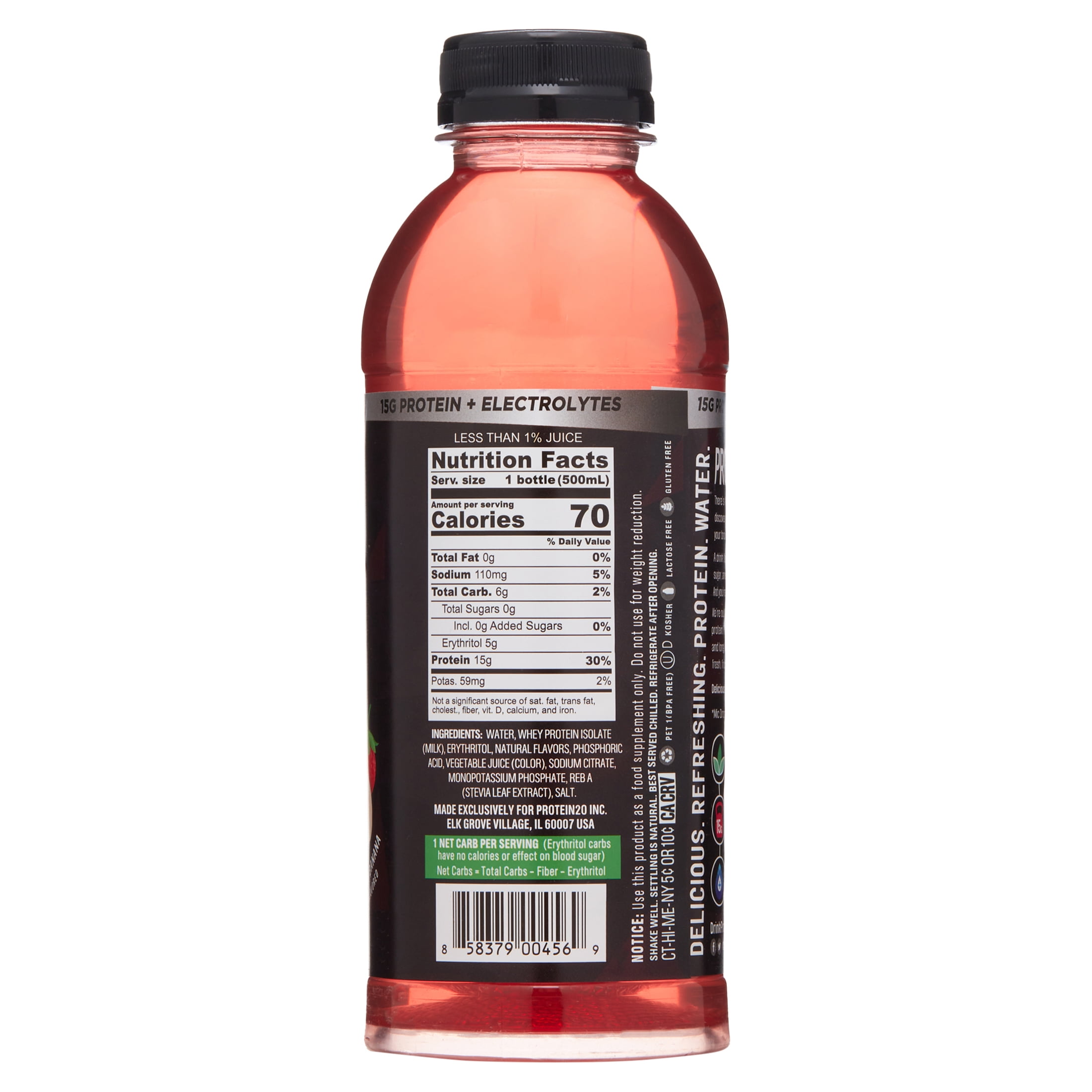 Protein2o Whey Protein Infused Water Plus Electrolytes, Strawberry Banana, 16.9 fl Oz (Pack of 12)