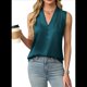 thumbnail image 1 of Camiseta Sin Mangas de Verano para Mujer, de Satén de Seda, con Cuello en V, Informal, de Negocios, Azul Marino, XL, 1 of 7