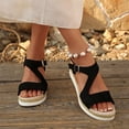 thumbnail image 5 of Pandaie Wedge Sandals for Women Dressy Platform Summer Espadrille Ankle Strap Comfortable Womens Shoes with Arch Support Black,6, 5 of 9