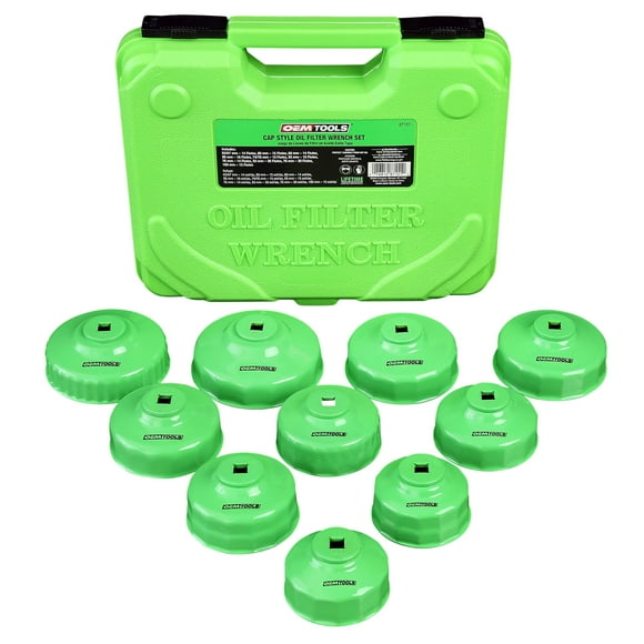 OEMTOOLS 87151 Ensemble de Clés pour Filtre à Huile 10 Pcs, Convient pour un Retrait de Filtre à Huile 3/8 Pouces" à Cliquet, Antidérapant, Résistant à la Rouille