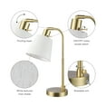 thumbnail image 5 of Globe Electric 16" Matte Brass Desk Lamp with White Linen Shade, Modern Style, 91006814, 5 of 9