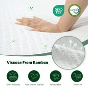FlexiSpot Memory Foam Mattress – Bamboo Viscose Cover, 3-Layer Cooling Gel Infusion, Green Tea Support, Medium Firm, CertiPUR-US Certified, Machine-Washable, Bed-in-a-Box