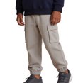 thumbnail image 6 of OSOLU Boys Pants Drawstring Elastic Waist Cargo Pockets Solid Color Jogger Casual Trousers Beige, 6 of 7
