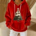 thumbnail image 7 of qelini Women Fleece Christmas Hoodies Xmas Tree Print Pullover Dropped Shoulder Long Sleeve Sweatshirts Casual Holiday Tops, 7 of 7