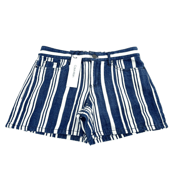Calvin Klein Womens Striped Jean Shorts 100% Cotton Size 0