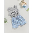 thumbnail image 3 of Wassery Toddler Baby Boys Summer Outfits  Letter Print SleevelessT-shirt Round Neck Tops and Casual Airplane Print  Elastic Drawstring Shorts 2Pcs Set 0-3T, 3 of 9
