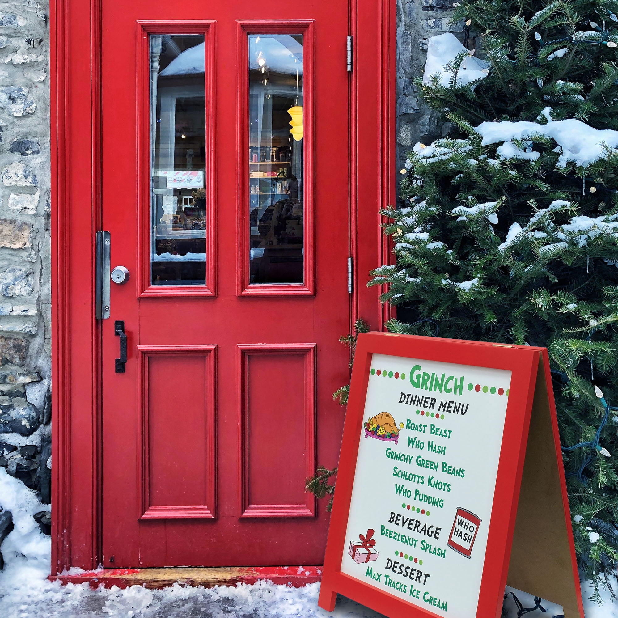 Dr. Seuss The Grinch MDF Bistro Sign – Double‑Sided Christmas Sign, 20 Inch