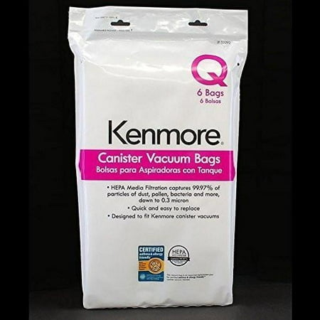 Kenmore Type Q C Vacuum Bags Hepa For Canister Vacuums 6 Pk Media Kenmore Type Q C Vacuum Bags Hepa For Canister Vacuums 6 Pk Media Filtration Synthetic