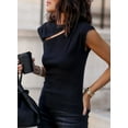 thumbnail image 3 of Asyoly Womens Tops Summer Round Neck Front Cut Out T Shirts Casual Sleeveless Basic Knit Solid Tee Shirt, 3 of 5