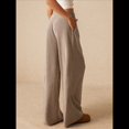 thumbnail image 4 of Pantalones Palazzo de Cintura Alta con Bolsillo y Pierna para Mujer, para Otoño e Invierno. Caqui XXL, 4 of 9