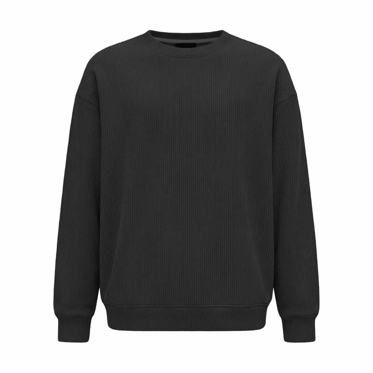 VSSSJ Mens Crew Neck Baggy Sweatshirts Corduroy Long Sleeve