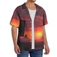 thumbnail image 2 of Rateoe Sunset Western Desert Cowboy Pattern Men's Short Sleeve Classic Shirt, Casual Short-Sleeved Shirt, Lightweight Summer Shirt, Cuban Collar Shirt,Button-Front Shirt-, 2 of 5