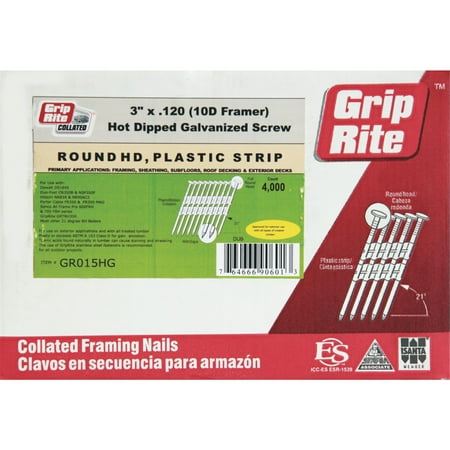- Grip-Rite 21 Degree Plastic Strip Full Round Head Framing Stick Nail