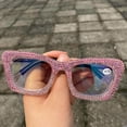 thumbnail image 3 of Oprah style Bling Rhinestone Square Reading Glasses For Women Shiny Diamond Blue Light Blocking Eyeglasses, 3 of 4