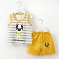 thumbnail image 2 of Gubotare Kids Clothes for Boys Shorts Toddler Boy Clothes Baby Summer Outfit Letter Print Cotton Tops+Grey Elastic Shorts 2pcs 12 18 Months (Light Yellow,12-18 Months), 2 of 4