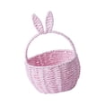 thumbnail image 2 of Cesta de almacenamiento tejida, cesta de mano con orejas de conejo, cesta de comestibles hecha a mano, cesta de picnic para huevos de Pascua, regalos Rosa, 2 of 8