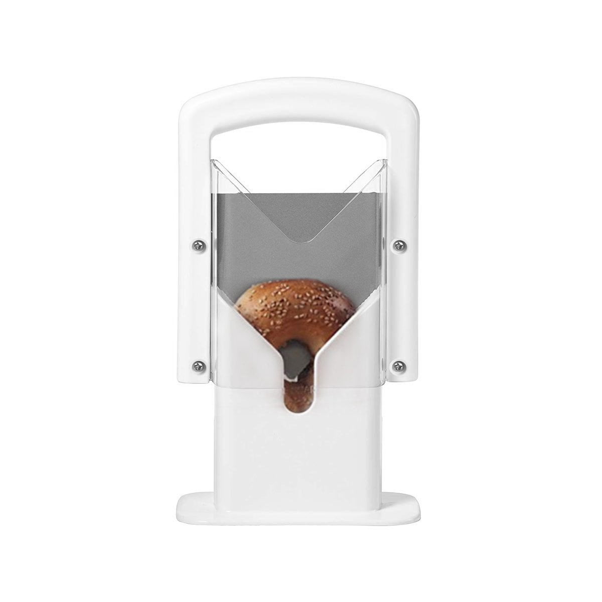 White Plastic and Stainless Steel Bagel Slicer Guillotine slicer
