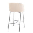 thumbnail image 4 of Fran Pleated Waves Contemporary Glam Fixed-Height Counter Stool In Chrome Metal And White Velvet - Set Of 2, 4 of 7