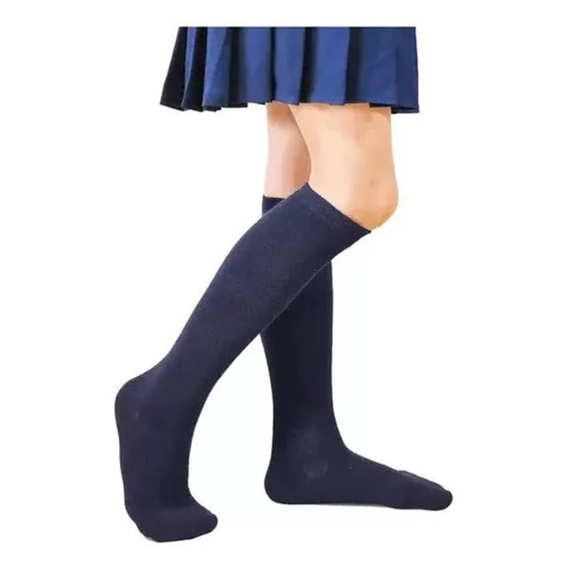Calceta Escolar Lisa 6 Pares Talla 13/18 Años Color Azul Marino