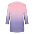 thumbnail image 4 of YUGYXL Plus Size Tshirts for Women 3/4 Sleeve Tshirts Gradient Color Baggy Shirts Casual V Neck Comfy Blouses Tops Dressy Lightweight Tees Purple XL, 4 of 5