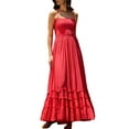 thumbnail image 1 of SUNSIOM Femmes Licol Cou Robe Longue Couleur Unie Plissée Ourlet Dos Nu Robe de Soirée pour Beach Club Été Streetwear, 1 of 6