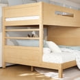 thumbnail image 6 of Harper & Bright Designs Twin XL over Full Bunk Bed with Storage and Wardrobe, Solid Wood Bunk Bed Frame with Rock Climbing Slide, Solid Wood Bed Frame with Guardrails for Boys Girls, Natural, 6 of 14