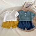 thumbnail image 5 of Lovzfmll 2-Piece Gauze Pocket Tee Set, Short Sleeve Top & Shorts for Boys & Girls, Summer Outfits for Infant 0-3 Months, 5 of 8