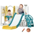 thumbnail image 3 of Qaba 6 in 1 Toddler Slide and Swing Set w/ Basketball Hoop Climber, Yellow, 3 of 10