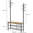thumbnail image 2 of HOMEFORT 3-Tier Shoe Bench with 9 Hanging Hooks, Rustic Brown, 2 of 8