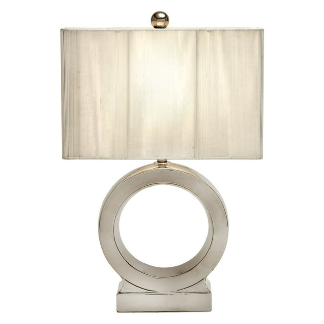 24" Tall Ceramic Table Lamp with Ivory finish, White Shade