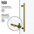 thumbnail image 6 of VIGO Elan 56 to 60 in. W x 66 in. H Sliding Frameless Tub Door in Matte Brushed Gold with 3/8 in. (10mm) Clear Glass, 6 of 12