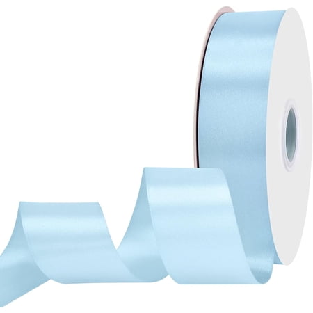 1-1/2 inch Wide 100 Yards Double Face Light Blue Satin Ribbon Fabric Ribbon for Gift Wrapping Weddings Decoration Bouquet Balloons Arts Craft Sewing Hair Bow Invitation