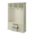 thumbnail image 4 of Hall Tree with Storage Bench, 47.2'' Wooden Coat Rack with 2 Cabinet and 2 Drawers, 3-in-1 Storage Locker with Cushion and 3 Hooks for Mudrooms Organization Entryway Living Room, Beige, 4 of 7