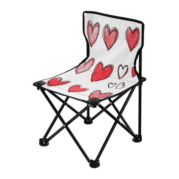 Outdoor Folding Chair 14.46x14.46x22.83 Inches, Camping Folding Chair Easy to Carry Ideal for Outdoor Picnics Camping Park Fishing Red Cartoon Heart