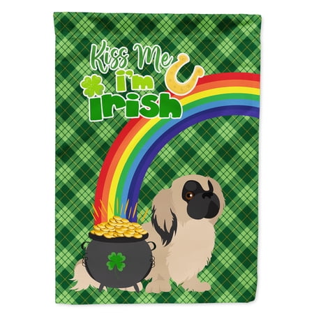Cream Pekingese St. Patrick s Day Flag Garden Size 11.25 in x 15.5 in