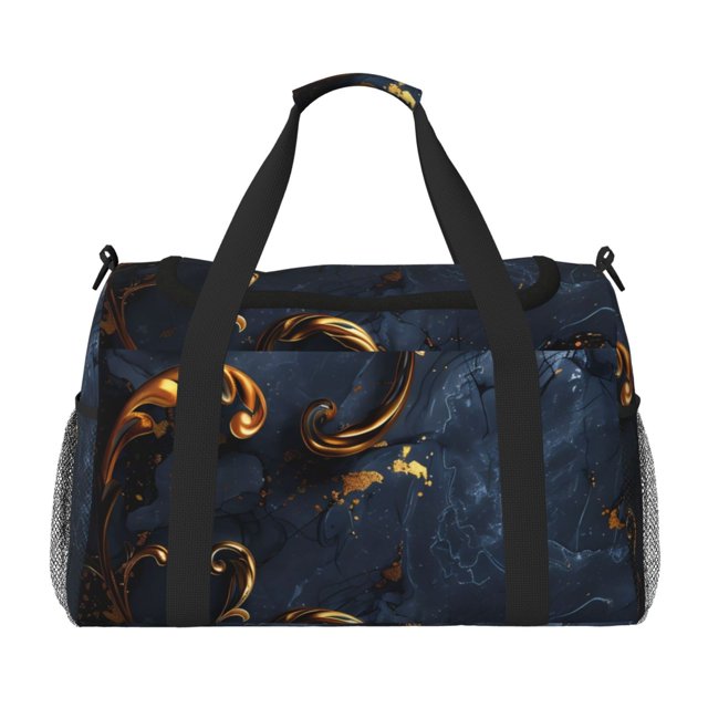 Disketp Elegant Gold Scrollwork Bolsa de Viaje Tipo Duffle, Bolso de Mano para Fin de Semana para Mujer, Bolsa de Gimnasio Ligera para Hombre, Esencial para Viajes