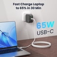 thumbnail image 3 of HFLRZZ USB-C Wall Charger, 65W 3-Ports GaN Fast Charging, USB-C Wall Charger for Dell/iPhone Series/Tablet/Dell/Samsung Galaxy Series/Motorola/Laptop etc with 3.28FT Cable-Black, 3 of 7