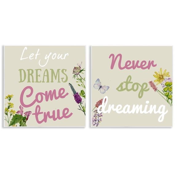 Stupell Industries Motivational Dream Sentiments Quotes and Sayings Painting Unframed Art Print Wall Art, 12 x 12, Set of 2