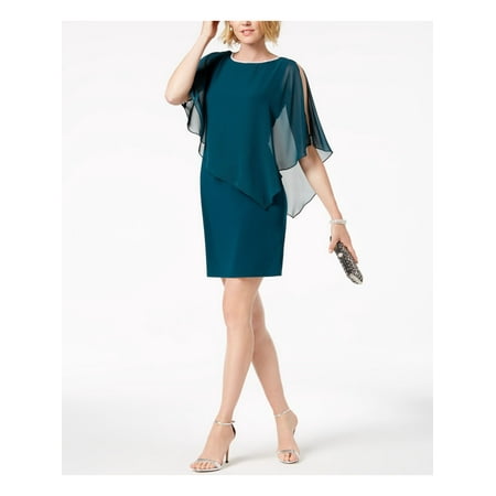 MSK Womens Green Petal Sleeve Above The Knee Sheath Party Dress Petites PL