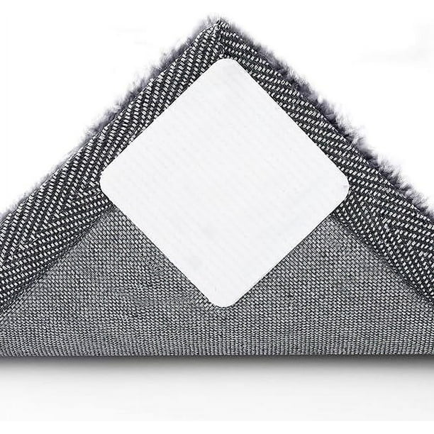 Xiao Hua 4 almohadillas de agarre para alfombras con tecnología de vacío para pisos de madera, almohadillas antideslizantes lavables para alfombras, agarre en las esquinas para evitar deslizamientos.