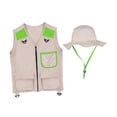 thumbnail image 3 of Chaleco explorador para niños, disfraz de camping, accesorio educativo para fotos, chaleco cargo para niños, sombrero para senderismo, niños y niñas, Verde, 3 of 8
