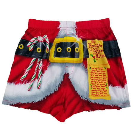Mens Red Santa Claus Naughty Nice List Christmas Holiday Costume Boxer Shorts
