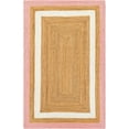 thumbnail image 2 of 7x11Ft Pink | White & Natural Jute Area Rug | Handmade | Solid Farmhouse Design | Natural Jute Rug for Living Room | Dining Room | Bedroom | Kitchen | Hallway | Entryway, 2 of 5