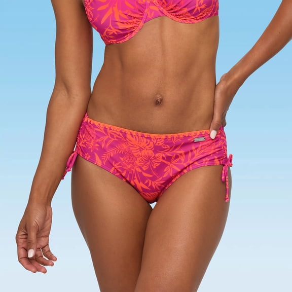 LASCANA Women's Tropical Mid Rise Bikini Swimsuit Bottom Ties